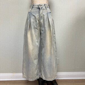 NWT Aelfric Eden Pleated Front Wide Leg Light Wash Baggy Jeans 26